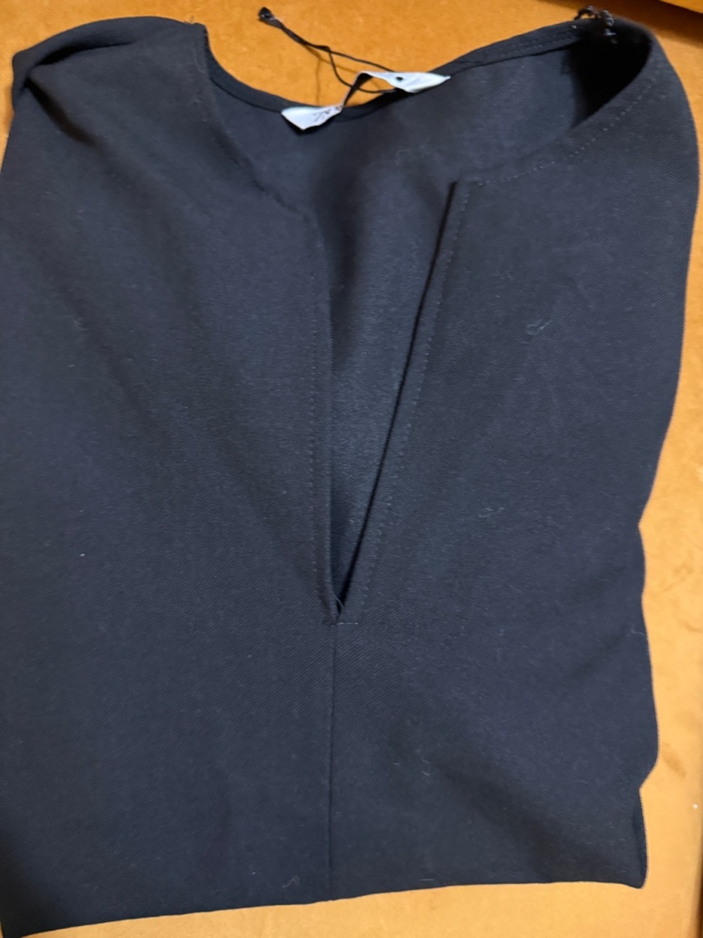 Zara NWT Black Structured Long Sleeve Blouse Womens Large Minimalist Top - Picture 9 of 10